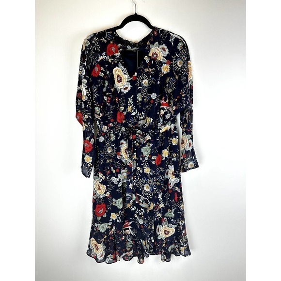 NWT Eva Franco (Anthropologie) Navy Floral Dress Size 6